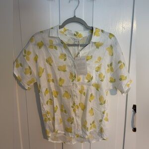 Garnet Hill Short-Sleeve Linen Button-Front Shirt